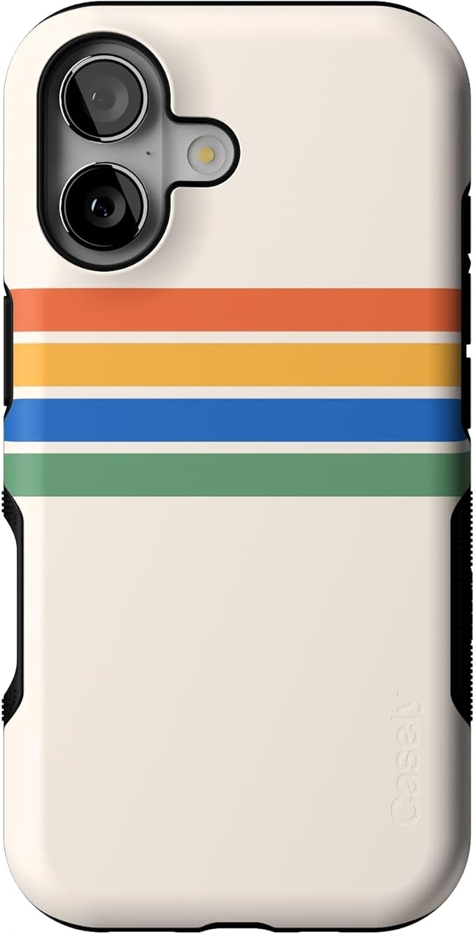 Casely iPhone 17 Case | Totally Groovy | Rainbow Stripes Color Block | Bold Protective Design | Compatible with MagSafe