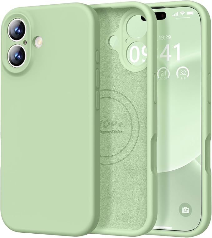 Vooii Magnetic Compatible with iPhone 17 Case (Compatible with Magsafe) (Upgraded Camera Protection) Liquid Silicone Shockproof Full Body Protective Phone Cover for Women Men, Matcha, 6.3"