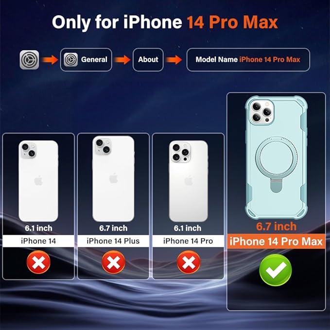 Designed for iPhone 14 Pro Max Case with Magnetic Stand [Military Drop Protection][Compatible with Magnet] Shockproof 14 Pro Max Phone Case with Ring Holder, Green