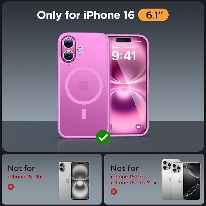 Miracase Magnetic Series for iPhone 16 Case [Compatible with MagSafe] [with 2X Screen Protectors] Military-Grade Protection, Anti-Fingerprint, Slim Phone Case for iPhone 16 6.1 inch - Light Purple