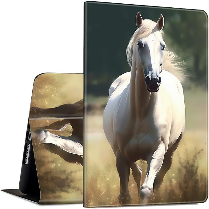 Case for 13 Inch Microsoft Surface Pro 8 (2021 Release) PU Leather Slim Lightweight Multiple Angles Stand Smart Cover with Auto Wake/Sleep for 2021 Surface pro 8 13 Inch, White Horse