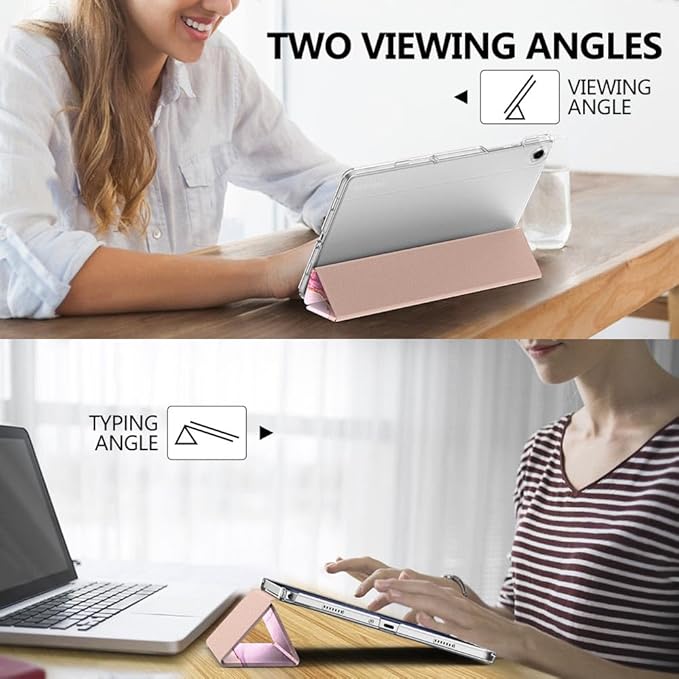 MoKo Case for Galaxy Tab A9+/A9 Plus 11 inch 2023, Slim Stand Protective Smart Cover with Hard PC Translucent Back Shell for Tab A9+ Tablet (SM-X210/X216/X218), Auto Wake/Sleep, Light Pink Gold Marble