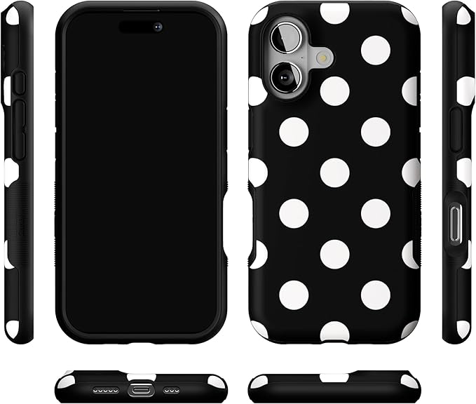 Casely iPhone 17 Case | Polka Dots | High Contrast Design | Bold Protective Design | Compatible with MagSafe