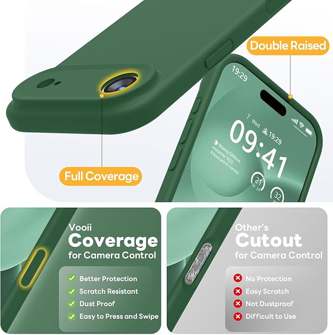 Vooii Magnetic Compatible with iPhone Air Case (Compatible with Magsafe) (Upgraded Camera Protection) Liquid Silicone Shockproof Full Body Protective Phone Cover for Women Men, Green, 6.5"