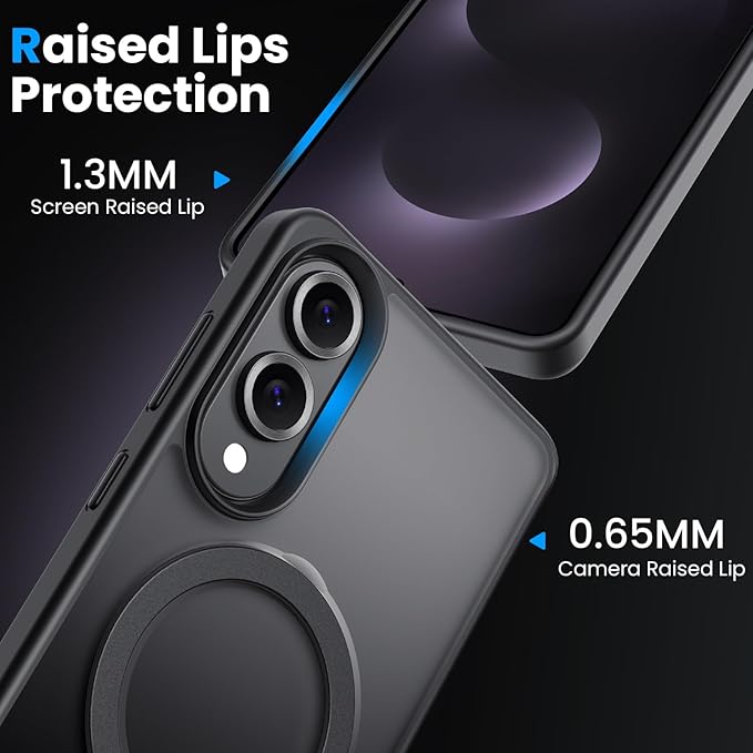 360° Rotatable Stand for Samsung Galaxy S25 Edge Case Magnetic with Screen Protector X1 & Camera Lens Protector*1, Compatible with MagSafe, 16FT Mil-Grade Shockproof for S25 Edge Case 6.2", Black