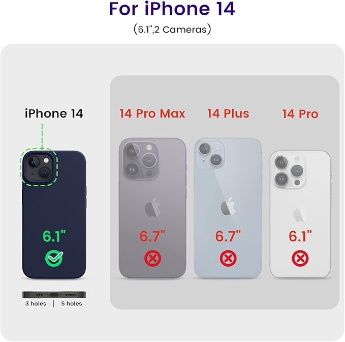 OTOFLY Designed for iPhone 14 Case, Silicone Shockproof Slim Thin Phone Case for iPhone 14 6.1 inch (Midnight Blue)