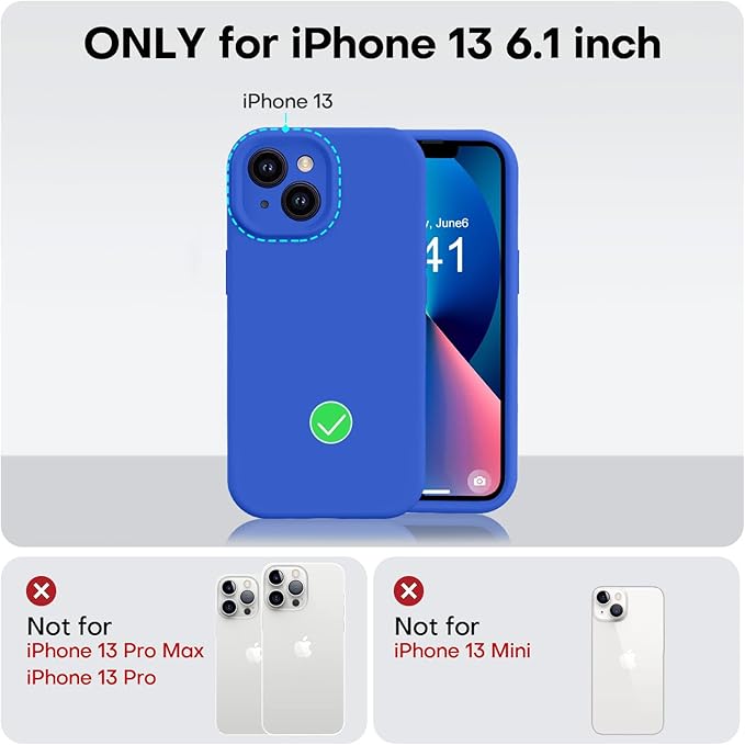 Vooii Compatible with iPhone 13 Case, Liquid Silicone Upgrade [Camera Protection] [Soft Anti-Scratch Microfiber Lining] Shockproof Phone Case for iPhone 13 6.1 inch - Klein Blue