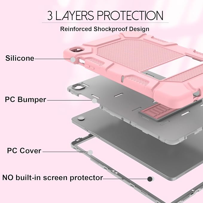 Rantice Case for Samsung Galaxy Tab A9+ / A9 Plus 11 Inch, Kids Case with Kickstand, Shockproof Rugged Cover for Samsung Galaxy Tab A9+ 11” 2023 Model (SM-X210/X216/X218), Rosegold+Grey