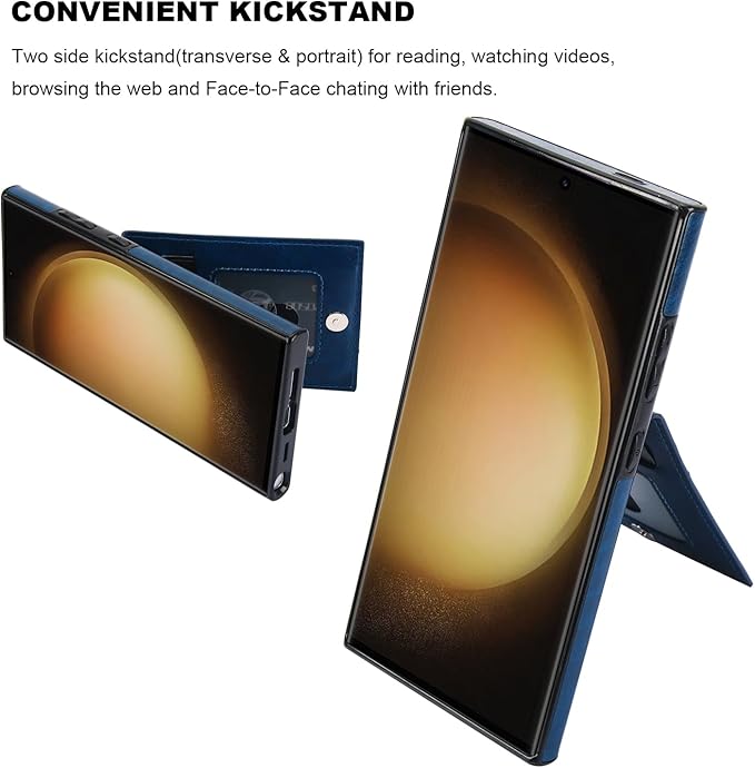 KIHUWEY for Samsung Galaxy S24 Ultra Case Wallet with Credit Card Holder, Flip Premium Leather Magnetic Clasp Kickstand Heavy Duty Protective Cover for Samsung Galaxy S24 Ultra 6.8" (Blue)