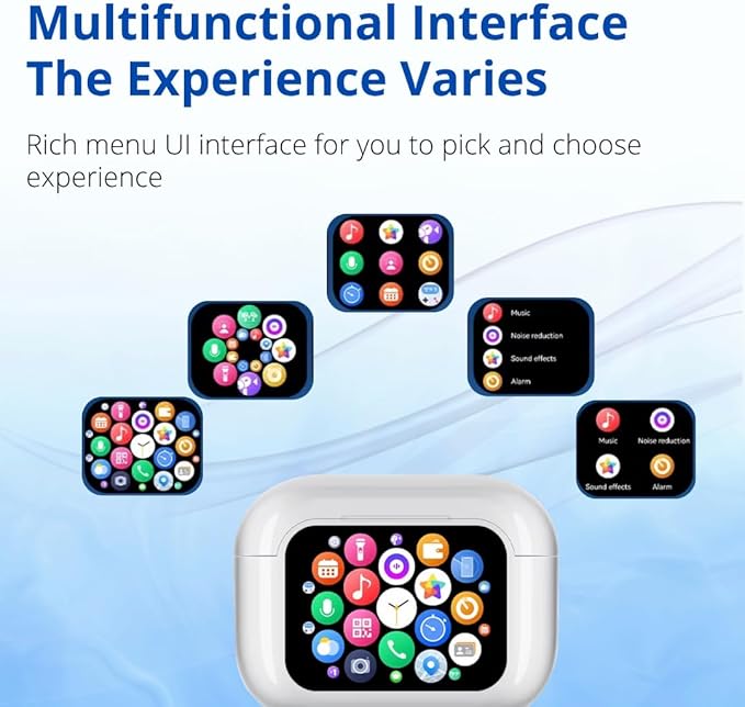 Audionic Airtouch 40 Wireless Earbuds, Bluetooth 5.4, Ultra-Wide LED Touchscreen Case, ANC/ENC Noise Cancelling, Low Latency, Hi-Fi Sound, for Android/iOS (White)