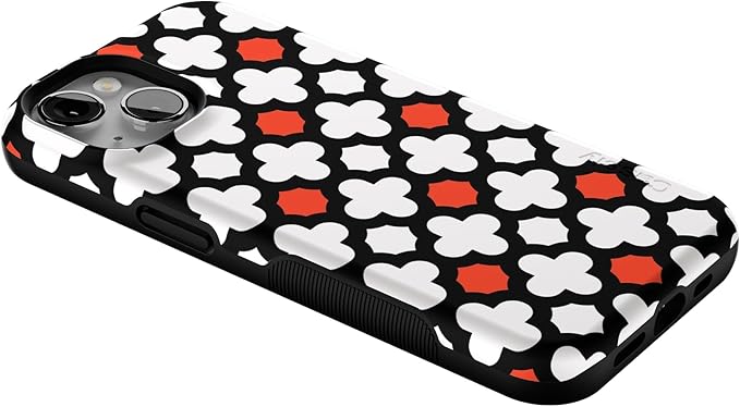 Casely iPhone 14 Case | Red Lattice Tile | High Contrast Design | Compatible with MagSafe | Bold Protective Design
