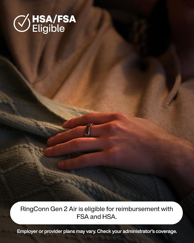 RingConn Gen 2 Air, Ultra-Thin AI Smart Ring, 10-Day Battery Life, Fitness/Sleep/Stress/HR Tracker for Women&Men, No App Fee for Standard Features, iOS & Android Compatible (Size 9, Dune Gold)