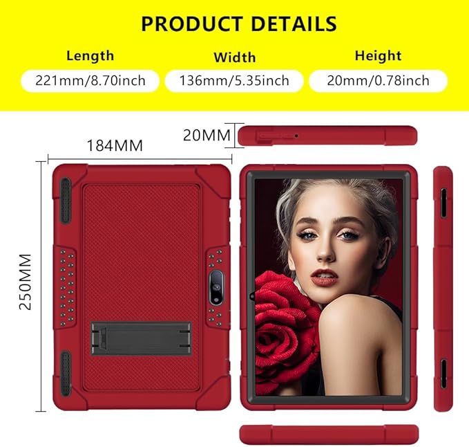 for Pritom M10 Inch Case, Heavy-Duty Drop-Proof Shock-Resistant Kids Friendly Protective case for QuntiCO Y10/Voger priorpad X100/Digiland Tablet DL1036/Gateway 10.1 HD Tablet(Red/Black)