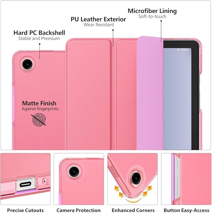 MoKo Case for Galaxy Tab A9+/A9 Plus 11 inch 2023, Slim Stand Protective Smart Cover with Hard PC Translucent Back Shell for Tab A9 Plus Tablet (SM-X210/X216/X218), Auto Wake/Sleep, Conch Shell