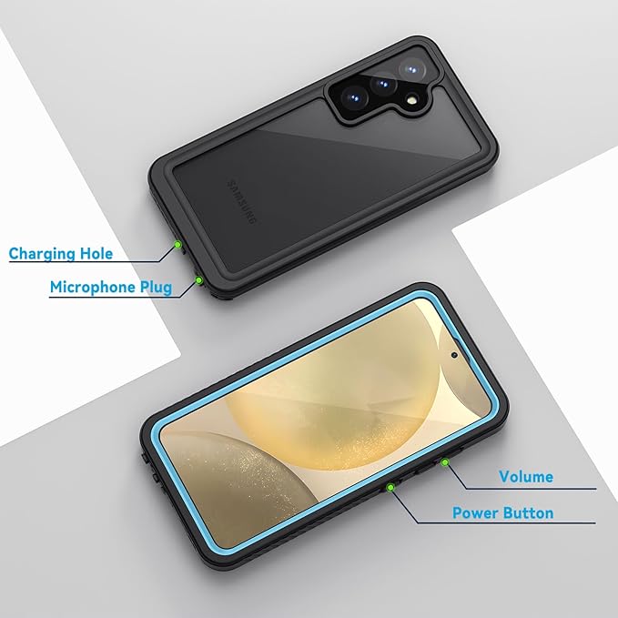 Lanhiem for Samsung Galaxy S24+ Plus Phone Case, IP68 Waterproof Dustproof Case with Built-in Screen Protector, Rugged Full Body Shockproof Protective Cover for Galaxy S24 Plus 6.7 Inch, Light Blue