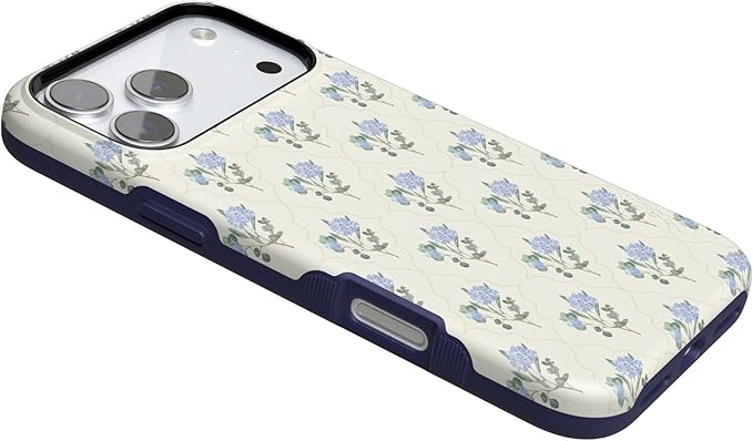Casely iPhone 17 Pro Case | Vintage Garden | Blue Hydrangea | Compatible with MagSafe | Bold Protective Design