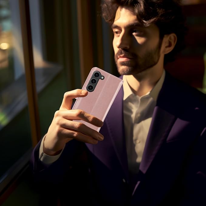 MONASAY Wallet Case Compatible for Galaxy S23+Plus 5G,[RFID Blocking] Flip Folio Leather Cell Phone Cover with Credit Card Holder，6.6 inch, Rosegold