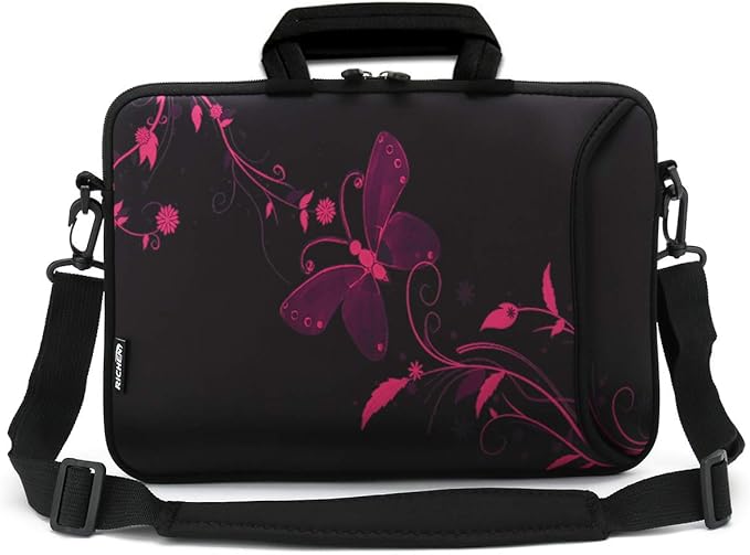 RICHEN 11 11.6 12 12.5 13 inches Case Laptop/Chromebook/Notebook/PC Tablet Travel Case Neoprene Handle Sleeve with Shoulder Strap (11-13.3 inch, Nice Butterfly)