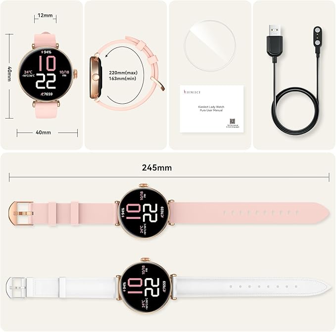 Smart Watches, 1.19" AMOLED Smartwatch for Women (Answer/Make Call), Fitness Tracker with 100+ Sport Modes, IP68 Waterproof, Heart Rate/Sleep Monitor, Activity Trackers Compatible with Android&iOS