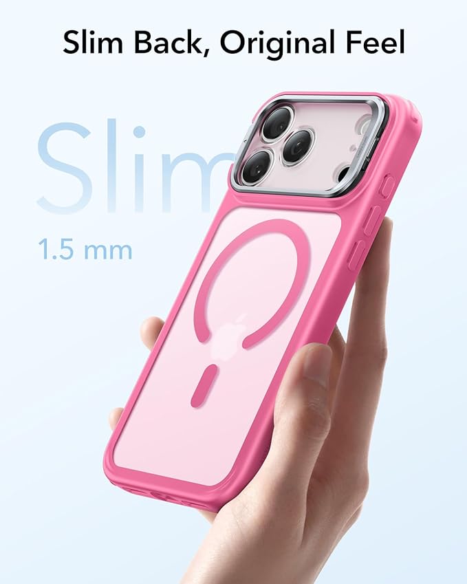 ESR for iPhone 17 Pro Max Case with Stand, Camera Control Cover Compatible with MagSafe, Military-Grade Drop Protection Magnetic Phone Case, Scratch-Resistant Back Cover,Frosted Pink