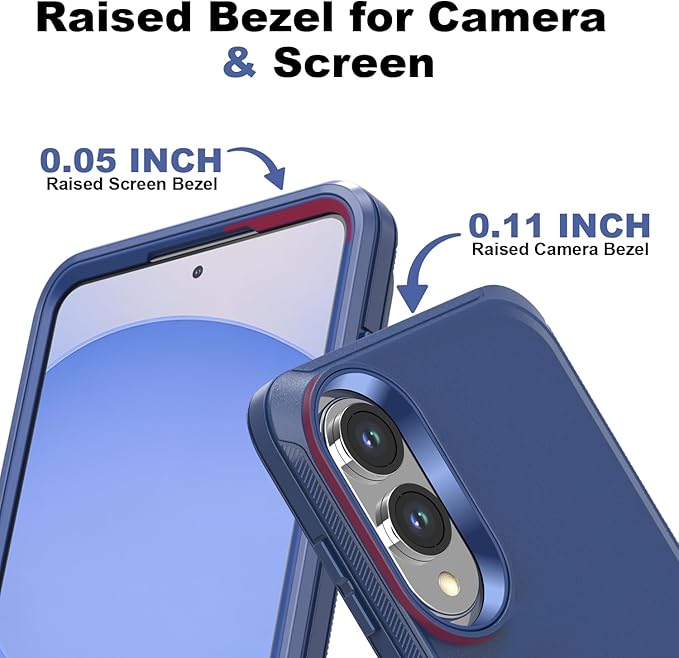 Designed for Samsung Galaxy S25 Edge Case [with Privacy Screen Protector] 3-Layer Full Body Protection Rugged Shockproof Heavy Duty Phone Case Cover, Navy Blue