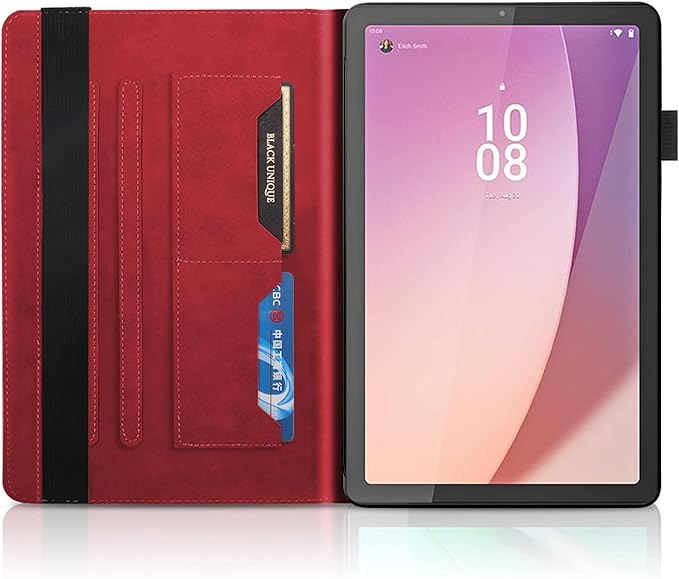 Case for Lenovo Tab M9 9.0 inch (TB-310FU, 2023 Released)，Slim Folding case Lightweight PU Leather Cover Flip Stand Shell with Card Holder for Lenovo Tab M9 9" 2023 Android Tablet-Red