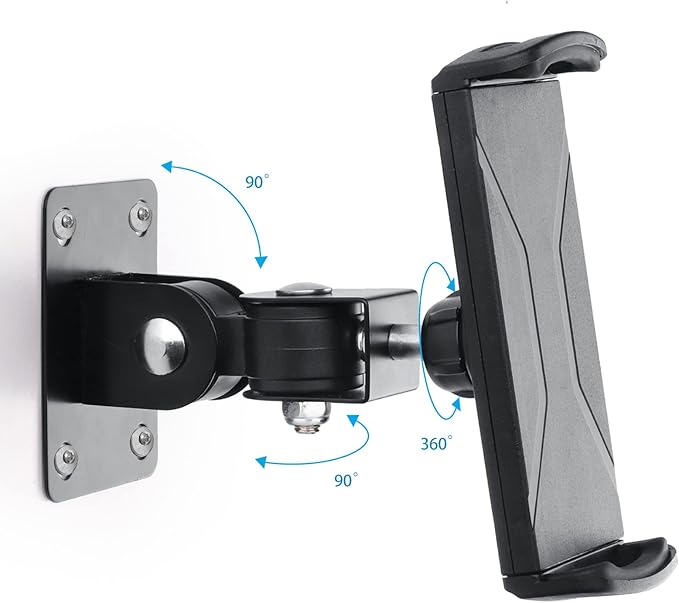 Dual Pull Tablet Wall Mount, Suitable for 4.7 to 12.9 inch Tablet or Smartphone, Medical Places, Factory，Homes, Classrooms（Black）