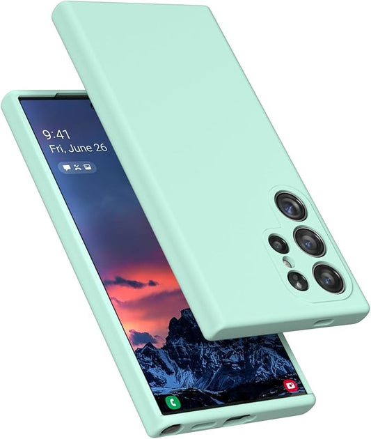E Segoi Designed for Galaxy S24 Ultra Case, Liquid Silicone Gel Rubber Shockproof Case Soft Microfiber Cloth Lining Cushion Compatible with Galaxy S24 Ultra 5G 6.8 inch (Mint, S24 Ultra - 6.8")