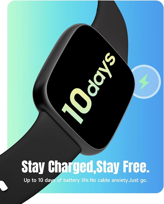 Smart Watch for Women Men Android & iPhone, 1.85" Ultra HD AMOLED Display,10 Day Battery, 3ATM Swimming Waterproof, Answer/Make Calls, Fitness/Heart Rate/Sleep Tracker/100 Sports, Black