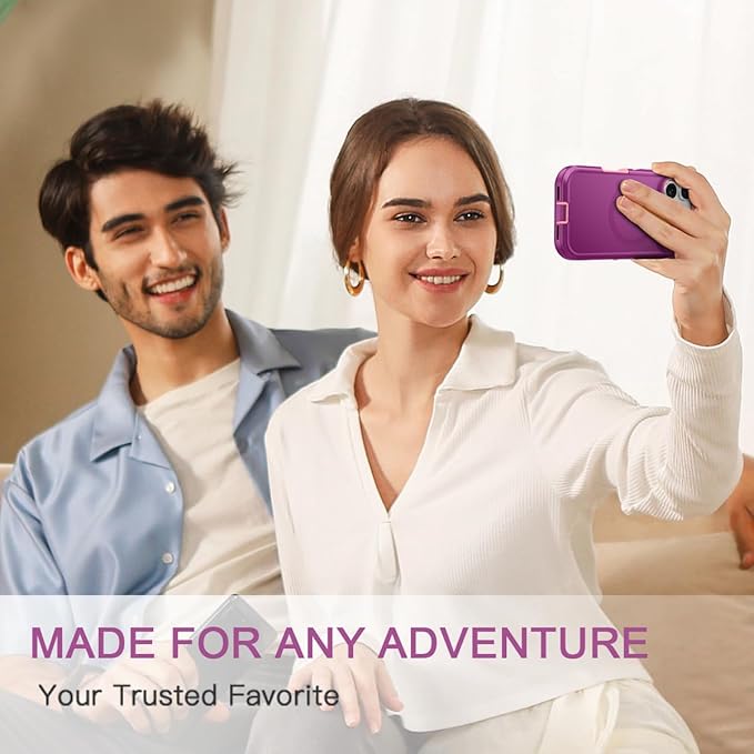 for iPhone 17 Pro Case [Compatible with MagSafe] Shockproof 3-Layer Full Body Protection [Without Screen Protector] Rugged Heavy Duty Cover Case for Apple iPhone 17 Pro 6.3" 2025,Purple/Pink