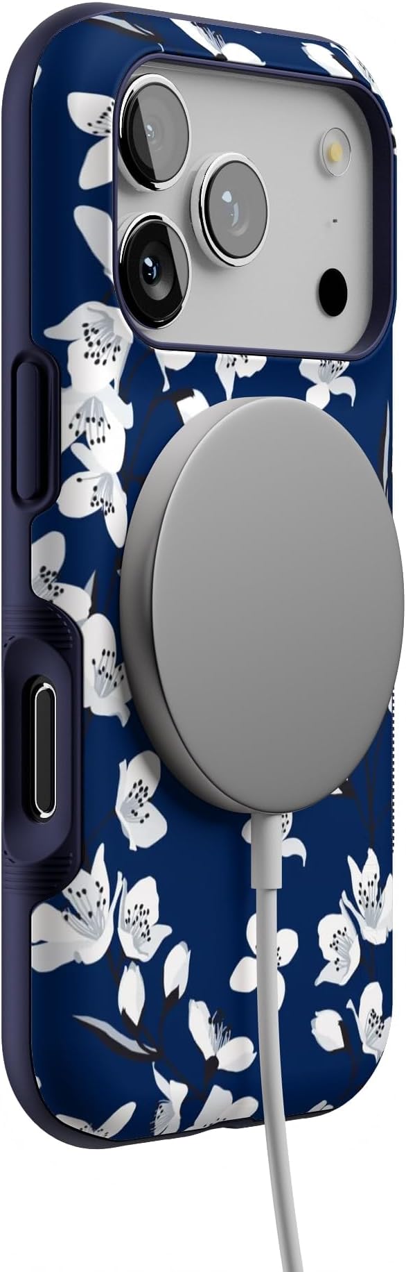 Casely iPhone 17 Pro Case | Floral Forest | Navy Cherry Blossom Floral | Bold Protective Design | Compatible with MagSafe