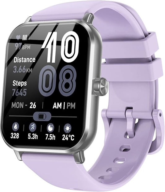 Smart Watch for Men Women, 1.83" HD Touchsreen, Bluetooth Calling, 5 ATM Water-Resistance, 130+ Sports Modes, Health, Fitness & Sleep Tracker, Timer, Fitness Watch for Android/iOS (Purple)