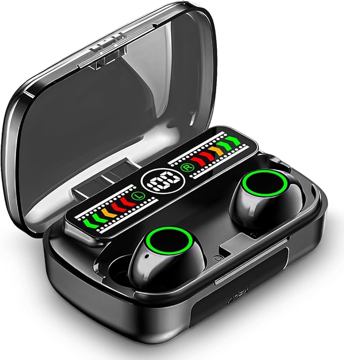 Mini Wireless Earbuds Bluetooth 5.3 in Ear Light-Weight Headphones Built-in Microphone, IPX5 Waterproof, Immersive Premium Sound Long Distance Connection Headset with Charging Case, Black