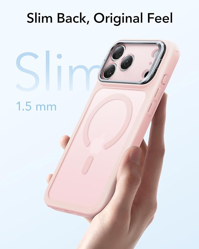 ESR for iPhone 17 Pro Case with Stand, Camera Control Cover Compatible with MagSafe, Military-Grade Drop Protection Magnetic Phone Case for iPhone 17 Pro, Frosted Bubblegum Pink