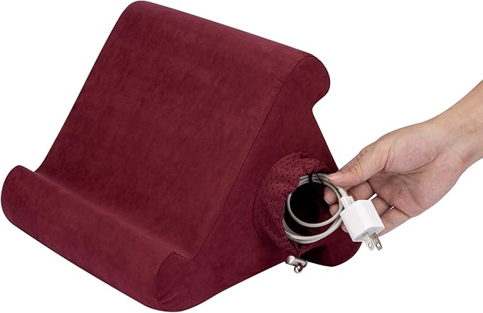 Flippy Tablet Stand Compatible with iPad, Cubby Storage and Multi-Angle Viewing for Home, Work & Travel. Our Tablet Holder Has Storage for Your All Your Personal Items. (Nebbiolo)