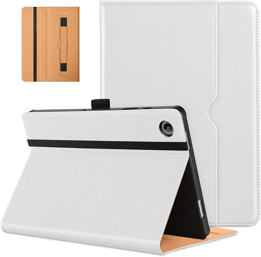 DTTO for Samsung Galaxy Tab A9 Plus 11 inch Case 2023, Premium Leather Business Folio Stand Cover with Hand Strap for Galaxy Tab A9+ 11'' 2023 Model (SM-X210/X216/X218) - Auto Wake/Sleep, White