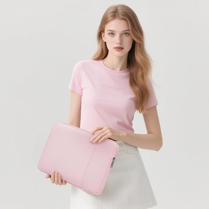 HYZUO 13.3-14 Inch Laptop Sleeve Bag Set for MacBook Pro 14 M4/M3/M2/M1, MacBook Air/Pro 13.3, 13.5"/13.8" Surface Book/Laptop, Notebook Case for 13.3" HP Dell Lenovo Asus Acer, Pale Pink