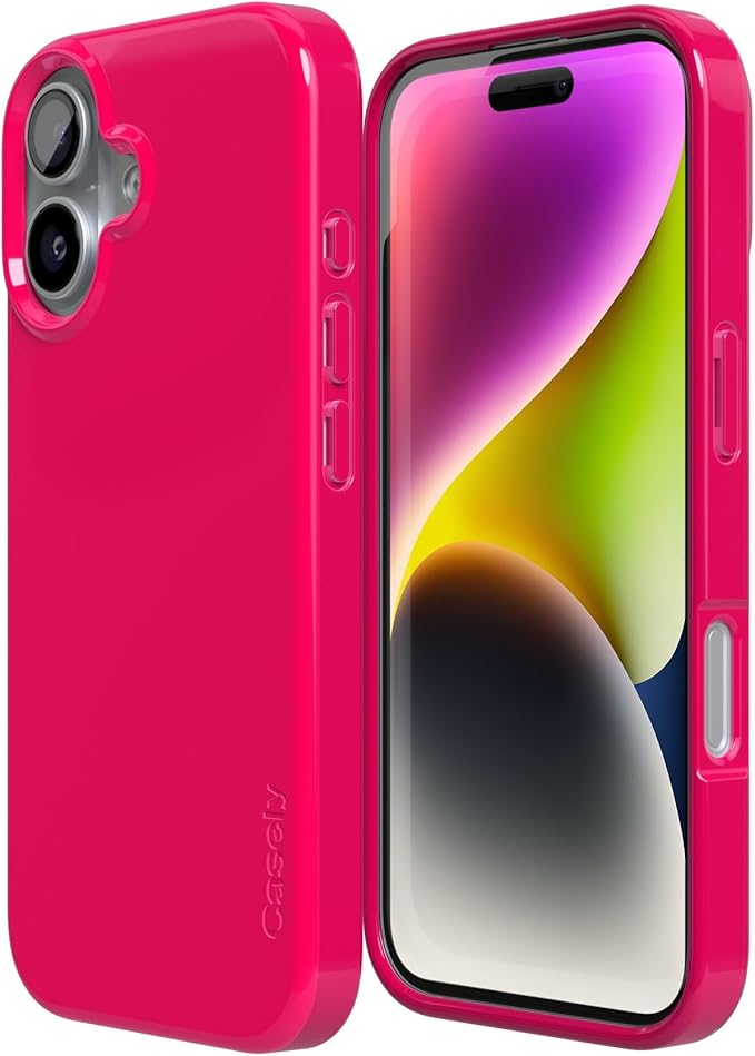 Casely iPhone 17 Case | Think Pink | Solid Neon Pink | Compatible with MagSafe | Classic Ultra Slim Design