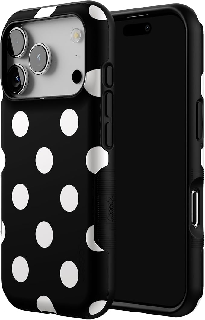 Casely iPhone 17 Pro Case | Polka Dots | High Contrast Design | Bold Protective Design | Compatible with MagSafe