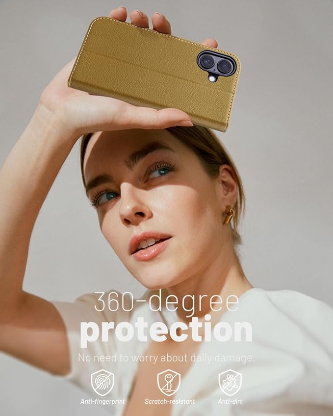 OCASE Compatible with iPhone 16 Wallet Case, PU Leather Flip Folio Case with Card Holders RFID Blocking Kickstand [Shockproof TPU Inner Shell] Phone Cover 6.1 Inch 2024, Copper