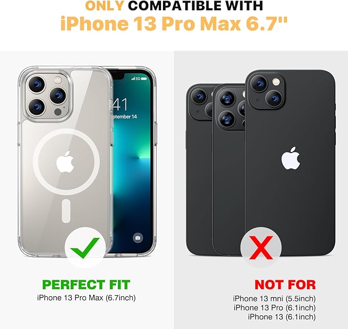 Diaclara Magnetic for iPhone 13 Pro Max Case, [with Privacy Screen Protector] [Anti Spy] [Military Grade Drop Protection] Heavy Duty Full-Body Shockproof Phone Case, Clear