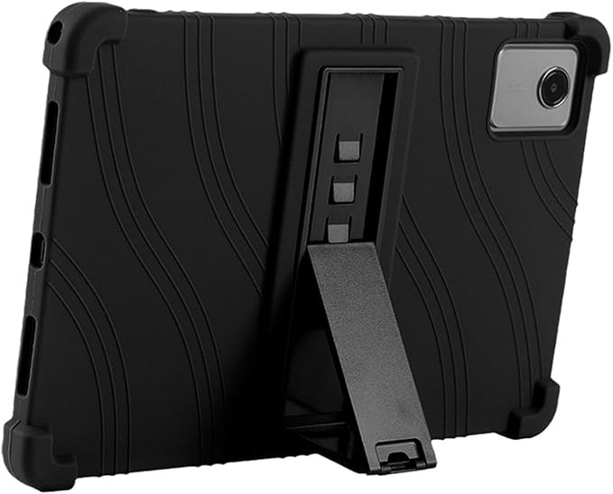 Case for Lenovo Tab M11 (2023) TB-330FU, Kids Friendly Soft Silicone Adjustable Stand Cover for Lenovo Xiaoxin Pad 2024 11inch TB-331FC Tablet Case (Black)