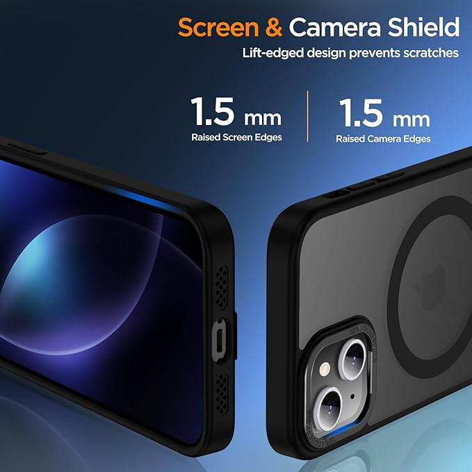 for iPhone 14 Case with Kickstand, Compatible with MagSafe, [Invisible Stand] Anti-Slip Shockproof Military-Grade Protection, Magnetic Slim Translucent Phone Case for iPhone 14 (Black)