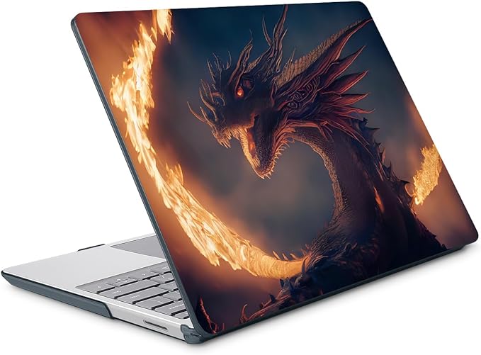 Tuiklol Case for 12.4 Inch Microsoft Surface Laptop Go 3/2 / 1 2023-2020 Releases, Plastic Hard Shell Case with Screen Protector and Keyborad Cover +Dust Plugs Model 2013/1943, Fire Dragon