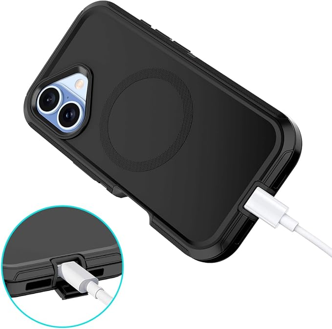 for iPhone 17 Case [Compatible with MagSafe] Shockproof 3-Layer Full Body Protection [Without Screen Protector] Rugged Heavy Duty Cover Case for Apple iPhone 17 6.3" 2025,Black