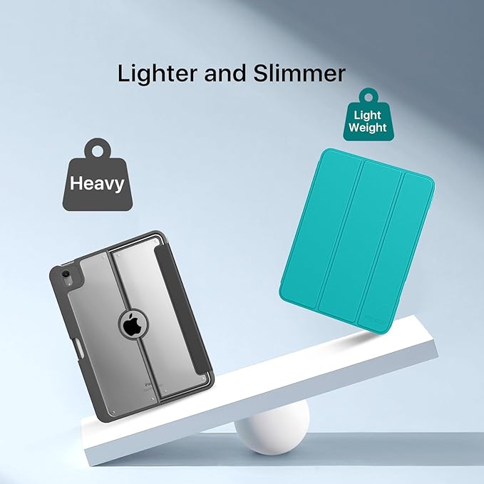 MoKo for iPad (A16) 11th Generation Case 11 Inch 2025, iPad 10th Generation Case 10.9 Inch 2022 with Pencil Holder, Slim Light Trifold Protective Cover with Hard PC Translucent Back Shell, Bondi Blue