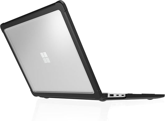 STM Dux Case for Microsoft Surface Laptop 7th Edition (13.8") – Slim Rugged Protective Shell with Transparent Back, Non-Slip Feet, Open-Hinge Cooling, TPU Clip-On Design – Black