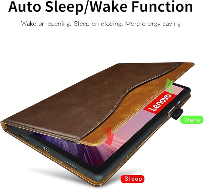 for Lenovo Tab M9 Case 9.0 inch (TB-310FU, 2023 Released) Business PU Leather Multi-Angle Stand Flip Case with Pencil Holder Card Slot for Lenovo Tab M9 9" Android Tablet-Brown