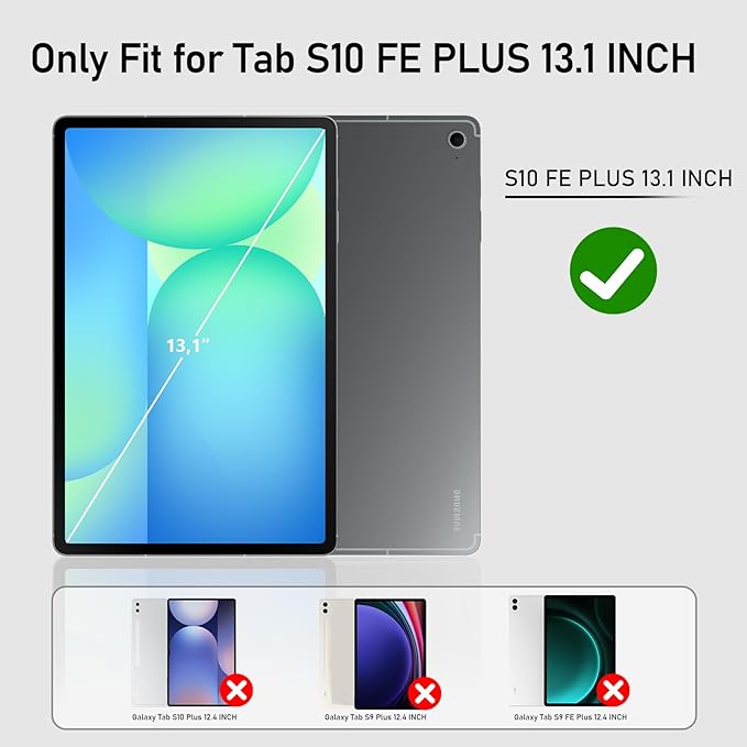 Case for Galaxy Tab S10 FE Plus 13.1" 2025: TPU Cover for Samsung Tablet S10 FE Plus/+ 13.1 Inch with Screen Protector- Stand- Handle-Shoulder Strap-S-Pen Holder-Black+Black