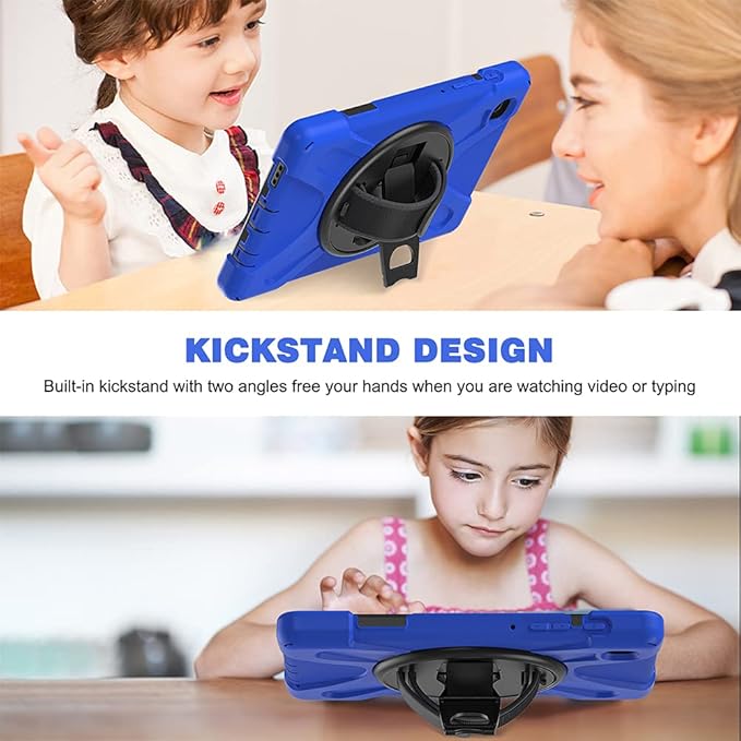 ZenRich for Samsung Galaxy Tab A7 Lite Case 8.7" (SM-T220/ T225/ T227), Heavy Duty Full-Body Shockproof Protective Case with Rotating Stand, Hand/Shoulder Strap for Tab A7 Lite, Blue